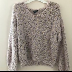 Fuzzy multi color v-neck sweater